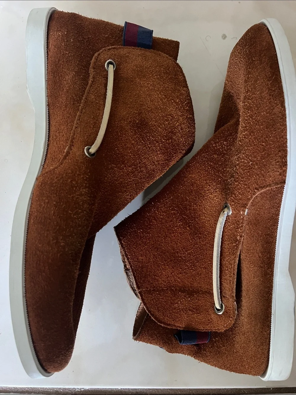 Mens Suede Chelsea Boots in orange